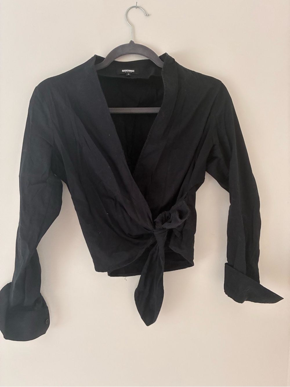 Naracamicie Black Wrap Tie-Front Blouse